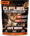 G Fuel Protein + Energy Drink Powder, Pre Workout Caffeine Mix for Gaming, Sugar Free Focus Amino, Vitamina + Antiossidanti, 19oz (Cafe Mocha, 20 Serve)