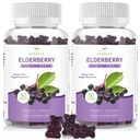 AFXMATE Sambucus Black Elderberry Gummies con Zinco e Vitamina C per Adulti Bambini Supporto Immune, Sugar Free 120 Counts