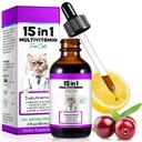 Gatto Multivitamin,15 in 1 Gatto Vitamine Gocce Liquide Integratori per la salute del cuore, Bones, Giunto, Pelle & Cappotto, La vescica, Supporto di sistema immunitario 60ml