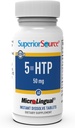 Sorgente superiore 5-HTP 50 mg - Integratore naturale Aids sonno riposante & funzioni di neurotrasmettitore - Salute del cervello & supporto funzione - Supplemento 5-Hydroxytryptophan - 60 compresse dissolve istantanee