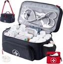 BAGSFY Travel Medicine Bag Organizer con Mini Bag Medication, Doppio Layers First Aid Kit Vuoto, Bloccabile Pillola Bottiglia Organizzatore per Casa, Grande Stoccaggio Medico, Case di trasporto di emergenza di viaggio.