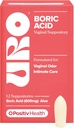 O Positiv URO Boric Acid Vaginal Suppository – con acido lattico, e Aloe per il rapido sollievo e il controllo dell'odore vaginale – Vegan, Libero da Parabeni, Dyes e Fragranze – 12 Conte (Pacchetto di 1)