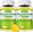 2 pacchi di potassio Citrato Gummies – Supplemento di potassio ad alta potenza per la salute del muscolo, grasso della gamba, bilancia elettrolita – Vegan, non OGM, senza glutine, aroma di ananas, 120 conte
