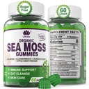 Sea Moss Gummies - Irlandese Sea Moss Gummies per adulti e bambini - Seamoss Superfood avanzato supplemento con estratto di radice di timone & Burdock, ACV per l'immune quotidiano, Gut Cleanse, Vegan, 60 conti