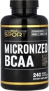 California Gold Nutrition Sport, Micronized BCAA, Aminoacidi a catena ramificata, 240 capsule vegetali