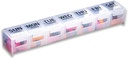 GMS Weekly Pill Organizer - 7-Day Etichettato caso di pillole per integratori, vitamine e farmaci - Latches sicure - Ideale per uso quotidiano e viaggio - Clear