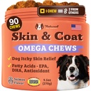 Natural Dog Company Skin & Coat Supplement per cani – Omega 3 Salmon Oil, Biotin & Vitamina E supporto Shiny Coat, pelle sana & normale spargimento, promuove il comfort da occasionale Itch, 90 Conte