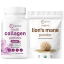 Micro Ingredienti Multi Collagen Complex & Lions Mane Mushroom Supplemento polvere Bundle 2 Pack | Peptidi di collagene a base di erba | Superfood naturale per il cervello, l'energia e la salute immunitaria