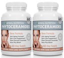 Phytoceramides Rice Basato con Biotin Anti Aging Supplement, Rimozione delle rughe e idratazione facciale con Phytoceramides Vitamina A, C, D ed E, Due Bottiglie, 120 Capsule 40mg, Gluten Free