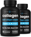 NutraChamps Multi Collagen Pills, Tipi I,II,III,V,X, doppio collagene idrolizzato Peptides capsule in polvere, integratore proteico per le donne e gli uomini, 180 capsule (pacchetto di 2)