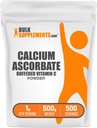 BulkSupplements.com Polvere di ascorbato di calcio - vitamina C tamponata, supplemento di calcio con vitamina C - senza glutine, 1g per porzione, 500g (1.1 lbs) (pacchetto di 1)
