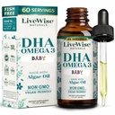 Gocce liquide DHA Omega-3 per neonati e bambini, Vegan-Friendly Omega-3 supplemento essenziale, promuove cervello sano, occhi, difesa del corpo, bambino e il bambino nutrizione