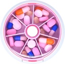 Custodia da viaggio dell'Organizzatore del Pillola per il contenitore del Pillola del Portatile del Purse per il contenitore del Pillola della Settimana rotonda per i supplementi di pillole dell'olio di pesce della vitamina (Pink)