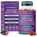 Ashwa ACV Pro Health - Zucchero libero Aceto di Mela Gummies con Ashwagandha, Keto Avanzato, Integratori di Rilievo di Stress con Vitamina D, 1g Carbs Per Gummy Golo