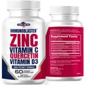 Zinc Quercetin 500mg con Vitamina D e C Antiossidante Supporto Immune ad alta potenza Quercetin Zinc Supplemento per Uomini e Donne - Gluten, Soia, & Dairy Free - 60 Conte (Pacchetto di 1)