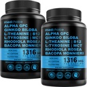 12-in-1 Nootropic Brain Supplemento Anhydrous: Ginkgo Biloba per il supporto del cervello, memoria e messa a fuoco - B12, Alpha GPC, L Theanine e Choline Integratori con Bioperine Non Caffeina 1321mg (120ct)