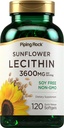 Piping Rock Sunflower Lecithin Softgel Capsule | 3600 mg | 120 Count | Rich in Phosphatidylcholine | Soy Free, Non-OGM, Gluten Free