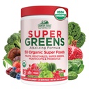 Country Farms Organic Super Greens Berry Flavor, 50 Organic Super Foods, Confezionato con Fibra, USDA Organic Drink Mix, Frutta, Verdura, Funghi e Probiotici, Supporti Energia, Fibra 5g