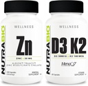 NutraBio Zinc Chelate e Vitamina D3 K2 Integratore Minerale Bundle – Può aiutare con la crescita corretta, lo sviluppo, il sistema immunitario e la salute del corpo e del cuore