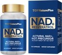 NAD+ Supplemento 1000 mg Pure Organic, Supplemento NAD+ Resveratrolo Max Assorbimento per la riparazione di energia e del DNA, Difesa invecchiante, Supporto funzione cerebrale, 120 capsule