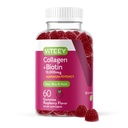Viteey Collagen Gummies con Biotin Gummies per Capelli e Vitamine Unghie - Integratori Biotina e Collagene per Donne & Uomini - Vegan, Senza Glutine – 60 Conte