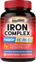 Supplemento complesso di ferro 60 capsule & 6 in 1 Magnesio supplemento complesso 120 capsule, non OGM, senza glutine