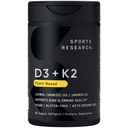 Ricerca sportiva Vegan Vitamin D3 + K2 Integratore con olio di cocco biologico - 5000iu Vitamina D con 100mcg Mk7 Vitamin K - Supporta il calcio per le ossa più forti e la salute immunitaria - 30 Softgel per gli adulti