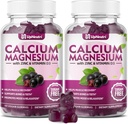 Calcio Magnesio Zinco con Vitamina D3 Supplemento, Zucchero Gratuito Calcium Gummies per Donne Uomini, Alte Assorbimento Zinco Gummies per Bone & Muscolo e Salute Immune, Vegan Elderberry Flavor - 120 Conte