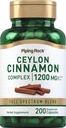 Piping Rock Ceylon Cinnamon Complex Capsule 1200 mg | 200 Count | Integratore di erbe | Vegetariano, Non OGM, Gluten Free