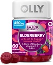 OLLY Extra Forza Gummies di sambuco, Supporto immunitario, 450 mg di sambuco, vitamina C, D e zinco, bacche - 60 Conte
