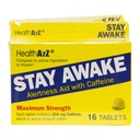 HealthA2Z® Stay Awake | 200 mg Caffeina | Alertness Aid with Caffeine | 3 Packs of 16 Tabelts (48 Compresse Totale) | Maxium Strength