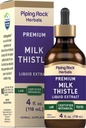 Piping Rock Milk Thistle Extract Liquid Drops | 4 Fl Oz | Herb Tincture Supplement | Alcohol Free | Vegetariano | Non OGM, Gluten Free