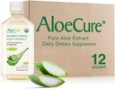 AloeCure USDA Organic Aloe Vera Juice Made In 12 Hrs of Harvest - Pure Aloe Juice Integratore digestivo naturale per sostenere la digestione, il sistema immunitario e l'acidità di stomaco bilanciata, 12 x 500ml Bottiglie