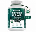 Tèveli Spirulina Organica e capsule di clorella – 180 Pillole di clorofilla, Blue Green Algae capsule in polvere per sostenere Detox, Mitochondria & Energy– 3X Più clorella Spirulina Polvere/Serving