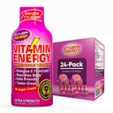 Vitamina Energy B12 11.000% Extra Strength Energy Shot Pink Berry 24 Pack, 260mg Natural Caffeine, B12 & B6, Nootropic Focus, Vitality, Zero Sugar, Gluten-Free, Vegan, Kosher, 1.93 fl oz