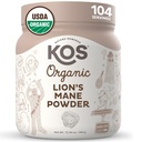 KOS Organic Lion's Mane Powder - Natural Nootropic Superfood - Vegan Functional Mushroom, Plant Based, Certificato USDA, Non OGM, Soy & Gluten-Free - 104 Servings