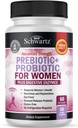 Prebiotici e probiotici per le donne - con Cohosh nero e Clover rosso per Gut, Vaginal e Immune Health Support, capsule di enzimi digestivi del cibo intero, Lactobacillus Probiotic Supplement, 60 Conte