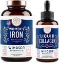 WINDSOR BOTANICALS Collagen liquido e ferro per le donne Beaty e benessere Bundle