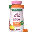 Soluzioni ottimali per capelli, pelle e unghie Collagene pectine, 100 mg di collagene e 2.500 mcg Biotin Per porzione, No Stick Gummy, Tropical Citrus Flavor, 200 ct, 100 Total Servings