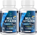 Men Multivitamins 50 Plus - Multivitaminico giornaliero per gli uomini con estratti di erbe fermentati & 43 Nutrienti - Vitamine Mens Supporta memoria e cervello, energia, salute di ossa (2 Pack)