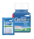 Claritin Allergy Medicine for Adults, 24-Hour Non-Drowsy Loratadine 10mg Pills, Antistamina, 30 compresse + 1ct On-The-Go Relief