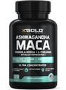 Ashwagandha 5000mg + Maca Root Nero, Rosso, Giallo 4.000mg, Rhodiola & L-teanina: 30:1 Estrarre Ashwagandha Capsule, 20:1 Estratto Maca Root Capsule - Supplemento per Uomini e Donne