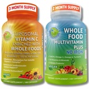 Vitamina Liposomal C 1500mg + Vegan Whole Food Multivitamin Senza Ferro - Energy & Immune Support Bundle with Organic Acerola Cherry, Camu Camu & Ariched with Whole Foods – Non-GMO, Etichetta pulita