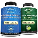 Nutrivein Premium Berberina 1200mg & Citrus Bergamot Extract 1400mg Bundle - Ceylon Cinnamon & 25:1 Bergamia Extract - Weight Management & Immune Support Plus Heart Health - 120 Capsule Ogni