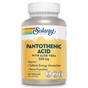 Acido Pantotenico SOLARAY 500mg - Vitamina B 5 per Metabolismo di produzione e di energia Coenzima-A, Capelli, Pelle e Supporto per Unghie - Vegan, Lab Verified, 60-Day Guarantee - 100 Serve, 100 VegCaps