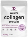 Multi Collagen Protein Powder,1Lb - Tipo I, II, III, V, X Collagen Peptidi con Biotina 10000mcg, Vitamina C & Acido Ialuronico - Non aromatizzato - Keto & Paleo Friendly, Grande per capelli, pelle, unghie e giunti