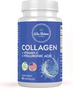 Collage + vitamina C + Acido ialuronico | Peptide idrolizzato | Specialmente formulato per le donne | Tipo I, II e III | 60 capsule