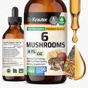 BIO KRAUTER 6 Funghi Supplemento 6-in-1 - Lions Mane, Shiitake,Turchia Tail, Cordyceps, Reishi & Chaga Liquid Extract - Mushroom Complex Tincture - Vegan Drops 4 Fl.Oz.