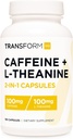 TransformHQ Caffeina & L-teanina (100mg Ogni) 180 Caps - Gluten Free, Non-OGM