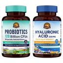 Vitalitown Gut-Skin Bundle (Pack of 2) | Probiotics 120 miliardi di CFU (Item 1) & Acido ialuronico (Item 2) | 30 + 90 capsule